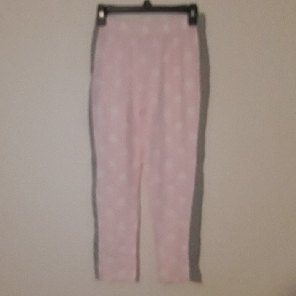Sleep Chic girls size small pajama set,gray and white stripes,pink collar top